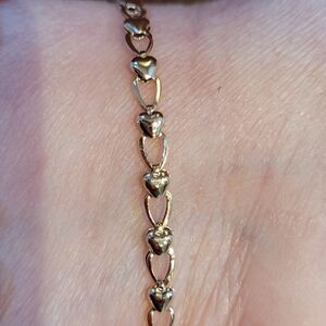 10k Real Gold Heart Bracelet, Approx 8"L.